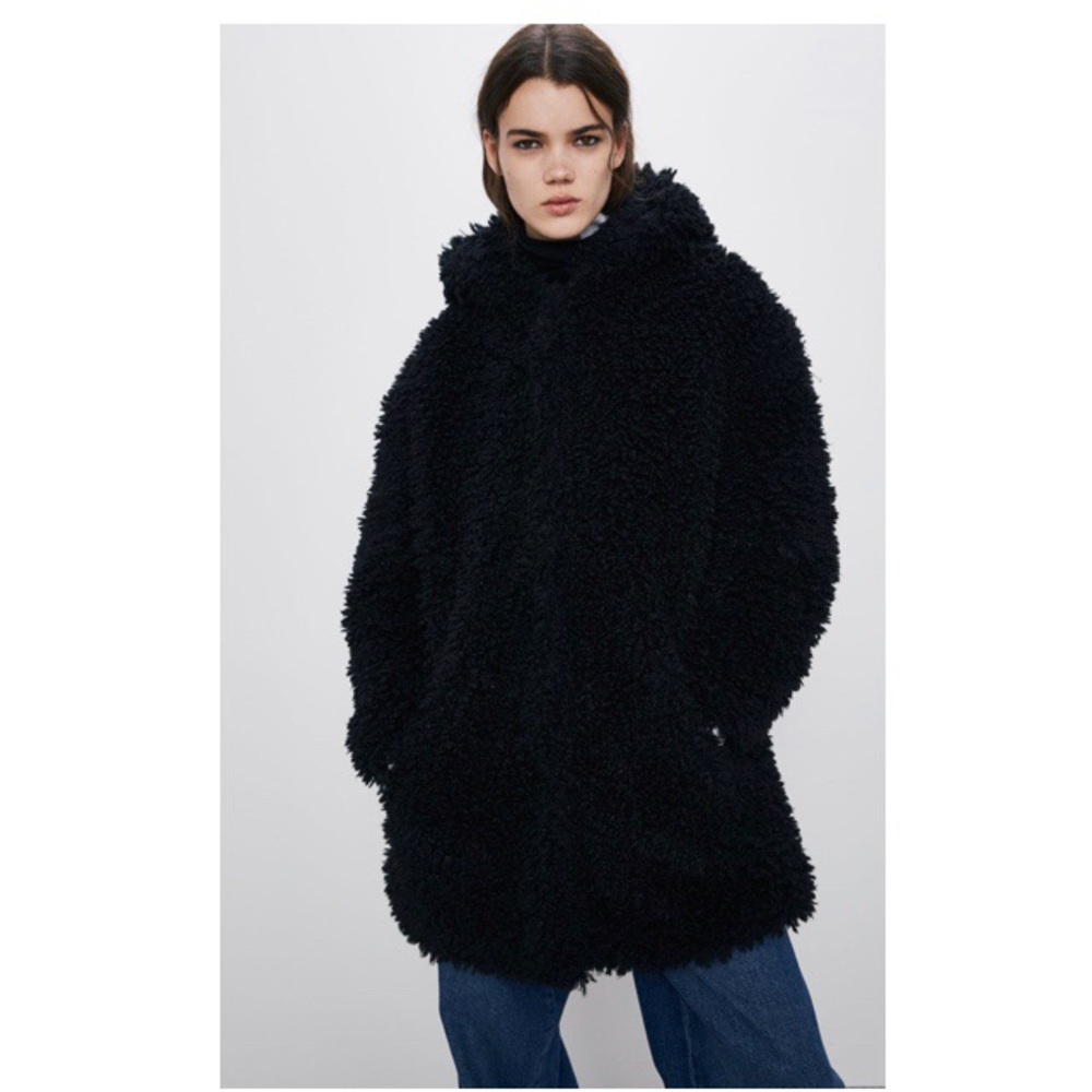 Zara Hooded Faux Fur Coat